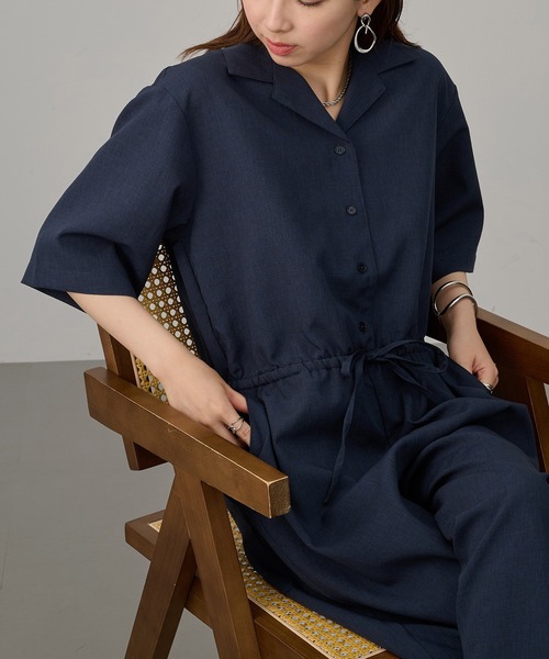 NANGA（ナンガ）の「【NANGA】DotAirR OPEN COLLAR ALL IN ONE NA26S1N047（つなぎ/オールインワン・レディース・ベージュ/ネイビー・S/M/L）」の2枚目の写真