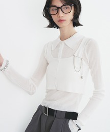 Sheer layered knit/ビスチェレイヤードシアーポロニット