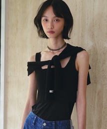 SOEMIN | Sheer layered knit/ビスチェレイヤードシアーポロニット(ニット/セーター)
