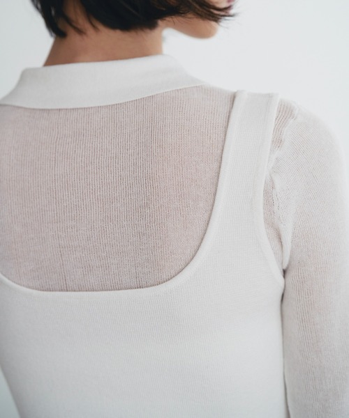 SOEMIN(ソミン)の「Sheer layered knit/ビスチェレイヤードシアーポロニット(ニット/セーター・レディース・ホワイト/ブラック/グレー・FREE)」の19枚目の写真