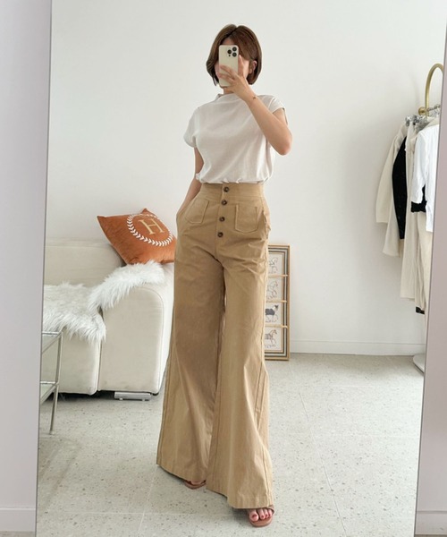 LAFFMO(ラフモ)の「ハイウエストバギーパンツ(その他パンツ・レディース・モカ/ブラック・S/M)」の8枚目の写真