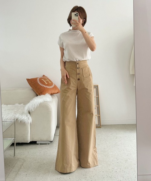 LAFFMO(ラフモ)の「ハイウエストバギーパンツ(その他パンツ・レディース・モカ/ブラック・S/M)」の9枚目の写真