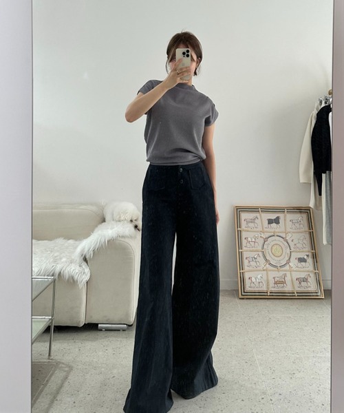 LAFFMO(ラフモ)の「ハイウエストバギーパンツ(その他パンツ・レディース・モカ/ブラック・S/M)」の4枚目の写真