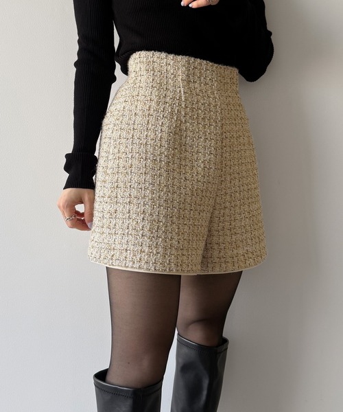mipiarl（ミピアール）の「ラメツイードショートパンツ(ウール混)（その他パンツ・レディース・ネイビー/ベージュ/ブラック・LARGE/SMALL/MEDIUM）」の10枚目の写真