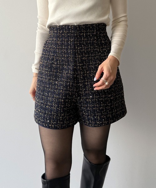 mipiarl（ミピアール）の「ラメツイードショートパンツ(ウール混)（その他パンツ・レディース・ネイビー/ベージュ/ブラック・LARGE/SMALL/MEDIUM）」の11枚目の写真