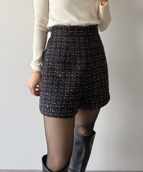 mipiarl（ミピアール）の「ラメツイードショートパンツ(ウール混)（その他パンツ・レディース・ネイビー/ベージュ/ブラック・LARGE/SMALL/MEDIUM）」の12枚目の写真