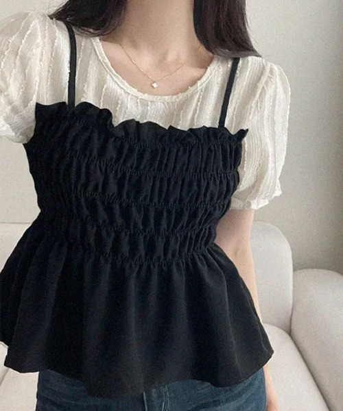VIVID LADY(ビビッドレディー)の「フリンジジャガード ペプラム半袖ブラウス(シャツ/ブラウス・レディース・ブラック/クリーム・FREE)」の13枚目の写真