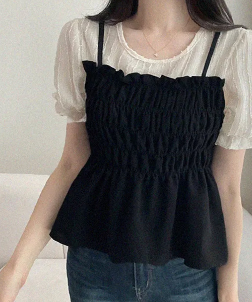 VIVID LADY(ビビッドレディー)の「フリンジジャガード ペプラム半袖ブラウス(シャツ/ブラウス・レディース・ブラック/クリーム・FREE)」の11枚目の写真