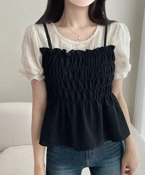 VIVID LADY(ビビッドレディー)の「フリンジジャガード ペプラム半袖ブラウス(シャツ/ブラウス・レディース・ブラック/クリーム・FREE)」の10枚目の写真