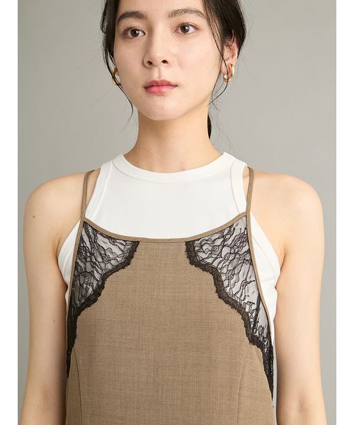 Mila Owen(ミラオーウェン)の「アメスリタンク付きキャミナローワンピース(ワンピース・レディース・チャコールグレー/マルチ/モカ・1/0)」の6枚目の写真