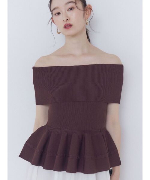 LAGUNAMOON(ラグナムーン)の「ペプラムオフショルニットプルオーバー 【夏服】【半袖】(ニット/セーター・レディース・ブラウン/ホワイト/レッド・FREE)」の14枚目の写真