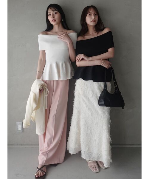 LAGUNAMOON(ラグナムーン)の「ペプラムオフショルニットプルオーバー 【夏服】【半袖】(ニット/セーター・レディース・ブラウン/ホワイト/レッド・FREE)」の18枚目の写真