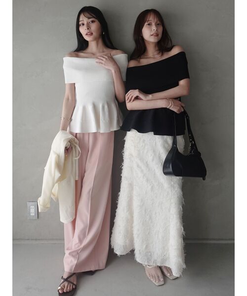 LAGUNAMOON(ラグナムーン)の「ペプラムオフショルニットプルオーバー 【夏服】【半袖】(ニット/セーター・レディース・ブラウン/ホワイト/レッド・FREE)」の19枚目の写真