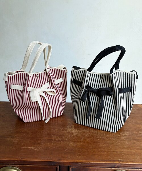 Chez toi（シェトワ）の「ストライプミニトートBAG（トートバッグ・レディース・ブラック/レッド・FREE）」の2枚目の写真