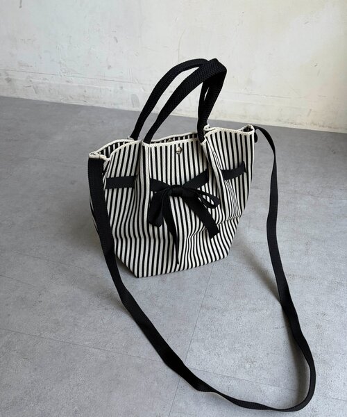Chez toi（シェトワ）の「ストライプミニトートBAG（トートバッグ・レディース・ブラック/レッド・FREE）」の3枚目の写真