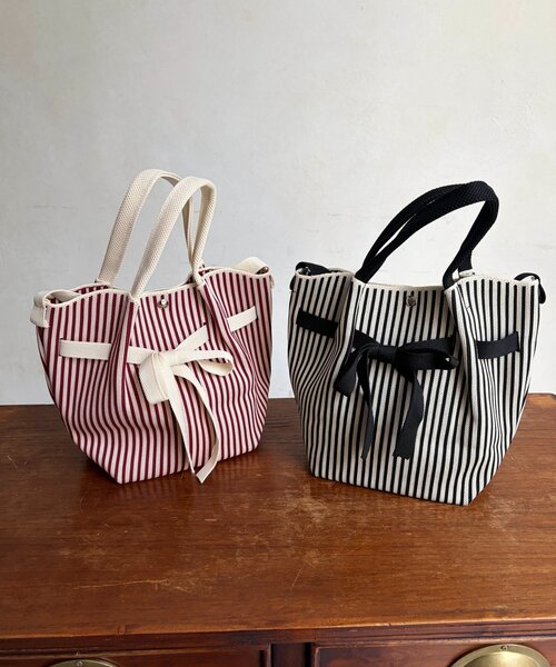 Chez toi（シェトワ）の「ストライプミニトートBAG（トートバッグ・レディース・ブラック/レッド・FREE）」の7枚目の写真