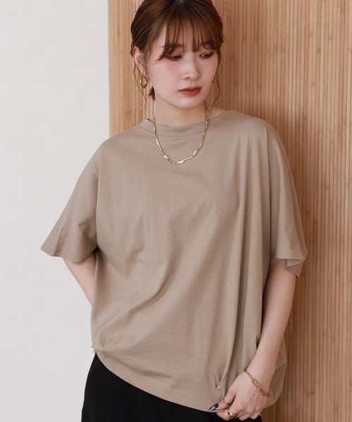 FUNALIVE（ファンアライブ）の「コクーンシルエットプルオーバー 半端袖（Tシャツ/カットソー・レディース・オフホワイト/ミント/チャコールグレー/グレイッシュベージュ/ブラック・LL～3L/M～Ｌ）」の4枚目の写真