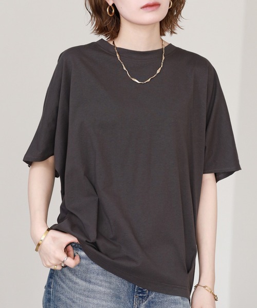 FUNALIVE（ファンアライブ）の「コクーンシルエットプルオーバー 半端袖（Tシャツ/カットソー・レディース・オフホワイト/ミント/チャコールグレー/グレイッシュベージュ/ブラック・LL～3L/M～Ｌ）」の21枚目の写真