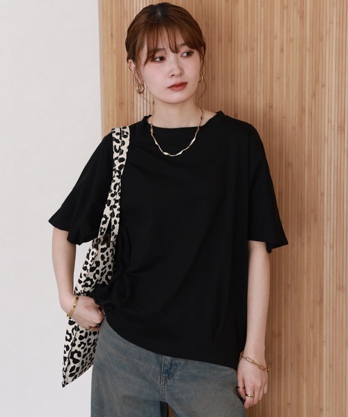 FUNALIVE（ファンアライブ）の「コクーンシルエットプルオーバー 半端袖（Tシャツ/カットソー・レディース・オフホワイト/ミント/チャコールグレー/グレイッシュベージュ/ブラック・LL～3L/M～Ｌ）」の14枚目の写真
