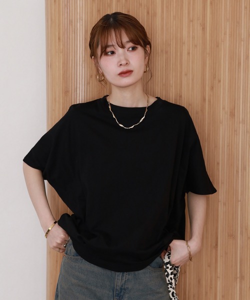 FUNALIVE（ファンアライブ）の「コクーンシルエットプルオーバー 半端袖（Tシャツ/カットソー・レディース・オフホワイト/ミント/チャコールグレー/グレイッシュベージュ/ブラック・LL～3L/M～Ｌ）」の15枚目の写真