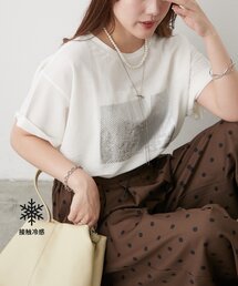 【ひんやりタッチ】接触冷感カノコ箔かすれプリントTシャツ