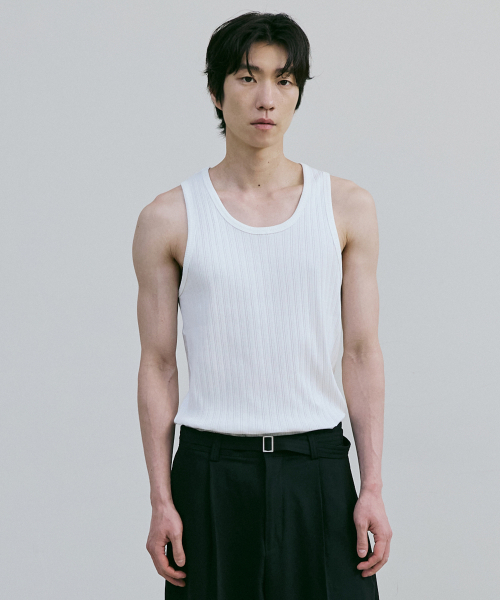 BER DE NOIR(ベールドノワール)の「スリムリブコットンスリーブレス(ホワイト)(Tシャツ/カットソー・メンズ・その他・MEDIUM/LARGE)」の1枚目の写真