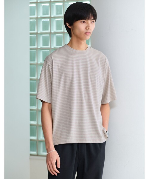 green label relaxing(グリーンレーベルリラクシング)の「フェード ボーダー クルーネック 半袖 Tシャツ(Tシャツ/カットソー・メンズ・オレンジ/ライトグレー/ダークグレー・XL/M/L/S)」の2枚目の写真