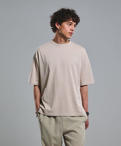 green label relaxing(グリーンレーベルリラクシング)の「フェード ボーダー クルーネック 半袖 Tシャツ(Tシャツ/カットソー・メンズ・オレンジ/ライトグレー/ダークグレー・XL/M/L/S)」の4枚目の写真
