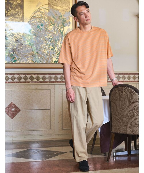 green label relaxing(グリーンレーベルリラクシング)の「フェード ボーダー クルーネック 半袖 Tシャツ(Tシャツ/カットソー・メンズ・オレンジ/ライトグレー/ダークグレー・XL/M/L/S)」の7枚目の写真