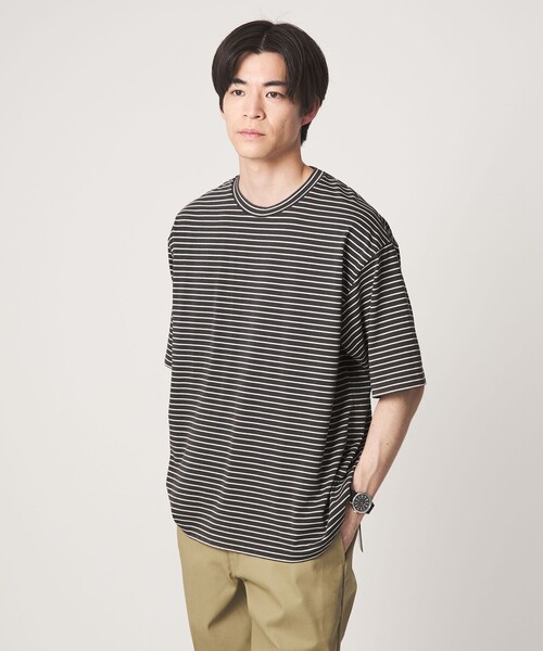 green label relaxing(グリーンレーベルリラクシング)の「フェード ボーダー クルーネック 半袖 Tシャツ(Tシャツ/カットソー・メンズ・オレンジ/ライトグレー/ダークグレー・XL/M/L/S)」の8枚目の写真