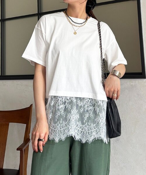 un dix cors(アンディコール)の「ひげレースカットソー(Tシャツ/カットソー・レディース・オフホワイト/ブラック・FREE)」の3枚目の写真