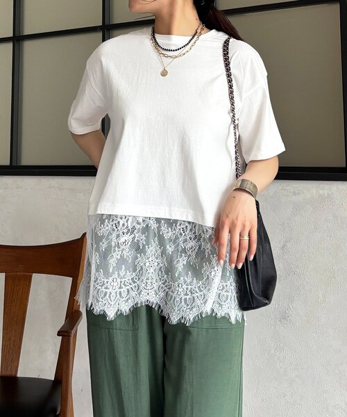 un dix cors(アンディコール)の「ひげレースカットソー(Tシャツ/カットソー・レディース・オフホワイト/ブラック・FREE)」の6枚目の写真