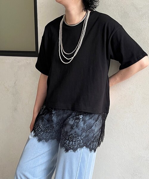 un dix cors(アンディコール)の「ひげレースカットソー(Tシャツ/カットソー・レディース・オフホワイト/ブラック・FREE)」の18枚目の写真