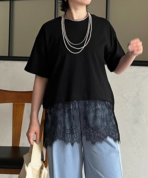 un dix cors(アンディコール)の「ひげレースカットソー(Tシャツ/カットソー・レディース・オフホワイト/ブラック・FREE)」の19枚目の写真