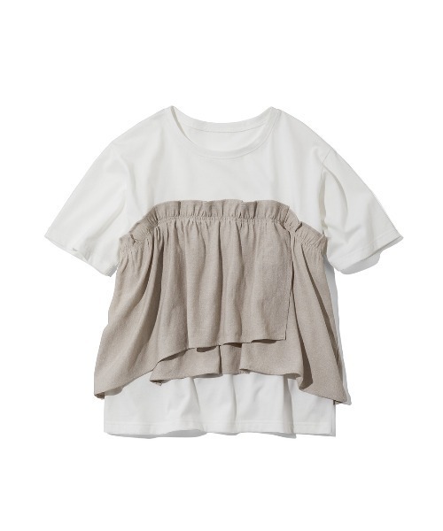 Live in comfort（リブインコンフォート）の「リブ　イン　コンフォート　着心地やわらかなフリルビスチェドッキングトップス（Tシャツ/カットソー・レディース・ホワイト系その他/ブラック系その他・S/3L/LL/L/M）」の2枚目の写真