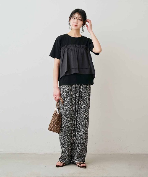 Live in comfort（リブインコンフォート）の「リブ　イン　コンフォート　着心地やわらかなフリルビスチェドッキングトップス（Tシャツ/カットソー・レディース・ホワイト系その他/ブラック系その他・S/3L/LL/L/M）」の3枚目の写真