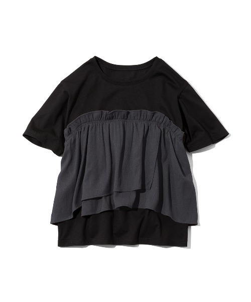 Live in comfort（リブインコンフォート）の「リブ　イン　コンフォート　着心地やわらかなフリルビスチェドッキングトップス（Tシャツ/カットソー・レディース・ホワイト系その他/ブラック系その他・S/3L/LL/L/M）」の6枚目の写真