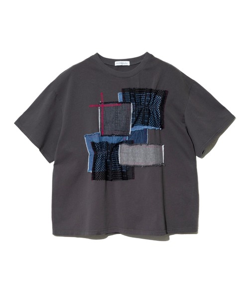 mililopiulu(ミリロピュール)の「mililopiulu/ミリロピュール レースMIX デニムパッチTEE(Tシャツ/カットソー・レディース・ホワイト/チャコールグレー・FREE)」の10枚目の写真