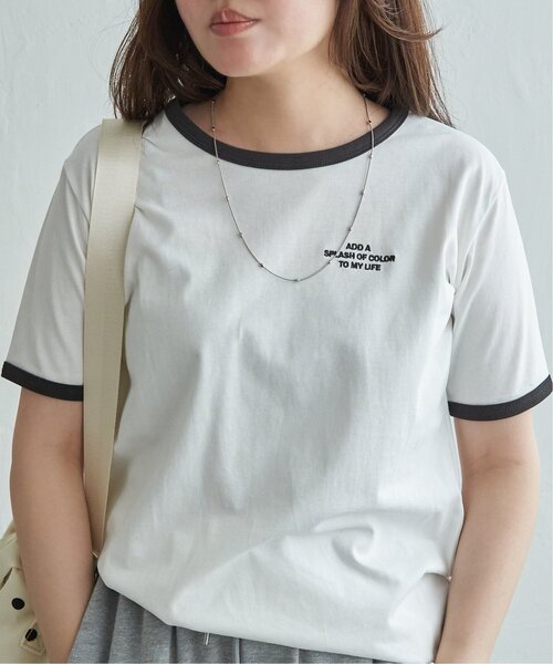VENCEEXCHANGE(ヴァンスエクスチェンジ)の「リンガー刺繍ロゴTシャツ(Tシャツ/カットソー・レディース・オフホワイト/ブラック・FREE)」の16枚目の写真