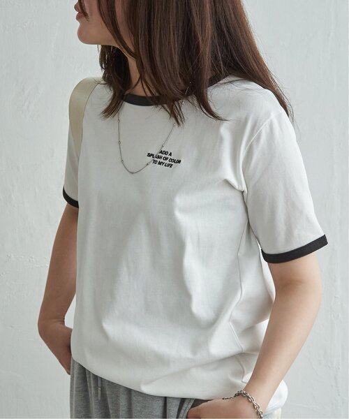 VENCEEXCHANGE(ヴァンスエクスチェンジ)の「リンガー刺繍ロゴTシャツ(Tシャツ/カットソー・レディース・オフホワイト/ブラック・FREE)」の17枚目の写真