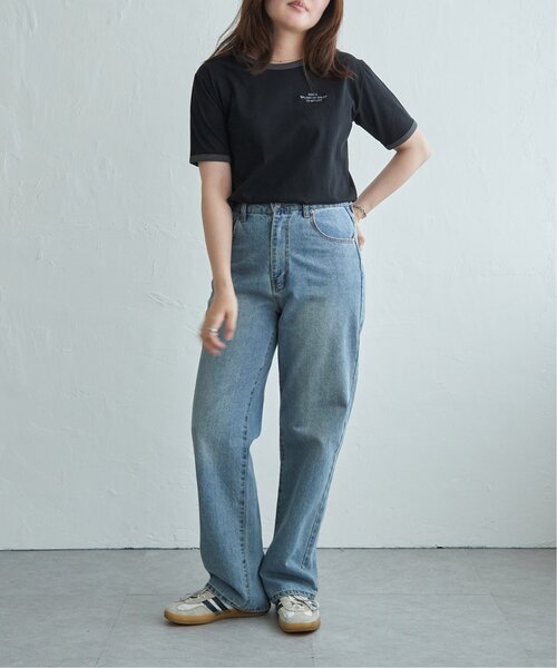 VENCEEXCHANGE(ヴァンスエクスチェンジ)の「リンガー刺繍ロゴTシャツ(Tシャツ/カットソー・レディース・オフホワイト/ブラック・FREE)」の4枚目の写真