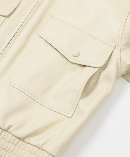 LEFTSEOUL（レフトソウル）の「ラムスキンポケットジャケット[クリーム]（ライダースジャケット・レディース・その他・SMALL/MEDIUM）」の4枚目の写真