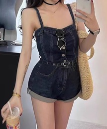 サロペット オールインワン レイヤード パンツ オールインワン