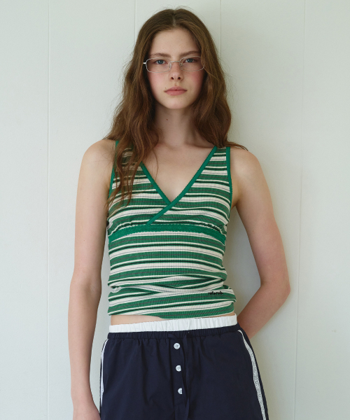 ROLAROLA(ロラロラ)の「MULTI STRIPE SLEEVELESS GR+IV(Tシャツ/カットソー・レディース・ホワイト×グリーン・FREE)」の1枚目の写真