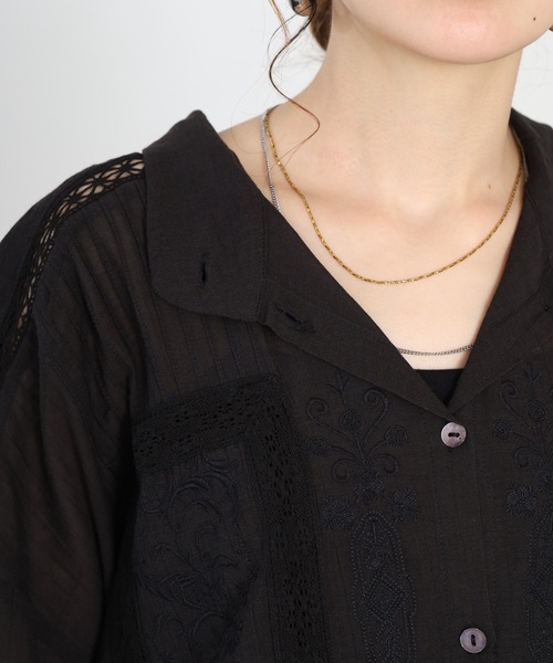 Fanaka(ファナカ)の「アンティーク刺繍前開きブラウス 長袖(シャツ/ブラウス・レディース・ブラック・FREE)」の8枚目の写真