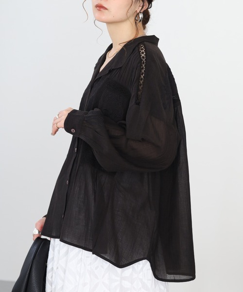 Fanaka(ファナカ)の「アンティーク刺繍前開きブラウス 長袖(シャツ/ブラウス・レディース・ブラック・FREE)」の16枚目の写真