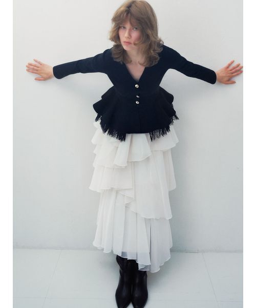 SNIDEL（スナイデル）の「ボリュームラッフルティアードスカート（スカート・レディース・アイボリー/ピンク/ブラック・0/1）」の12枚目の写真