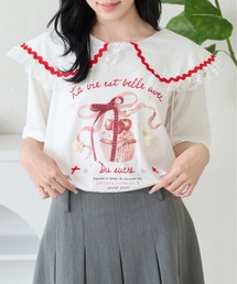レースカラーリボンTシャツ