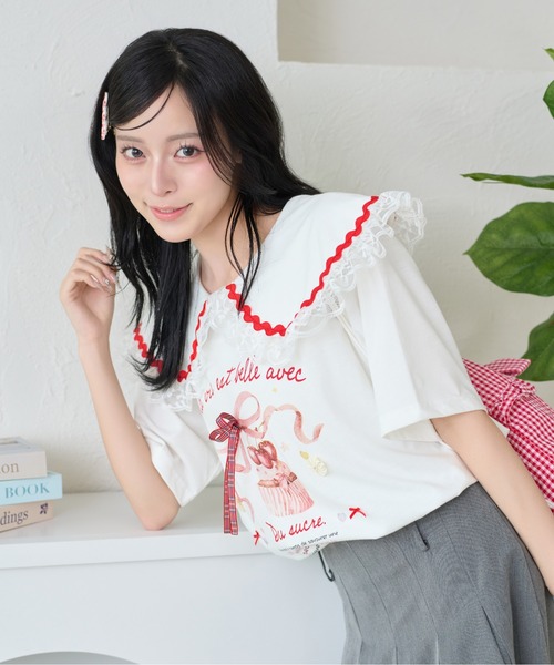 kutir(クティール)の「レースカラーリボンTシャツ(Tシャツ/カットソー・レディース・オフホワイト/オートミール/アイボリー・FREE)」の19枚目の写真