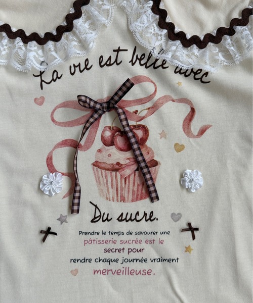 kutir(クティール)の「レースカラーリボンTシャツ(Tシャツ/カットソー・レディース・オフホワイト/オートミール/アイボリー・FREE)」の9枚目の写真